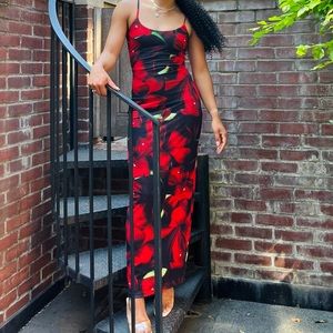Same Heart Mesh Maxi Dress Red Hibiscus
